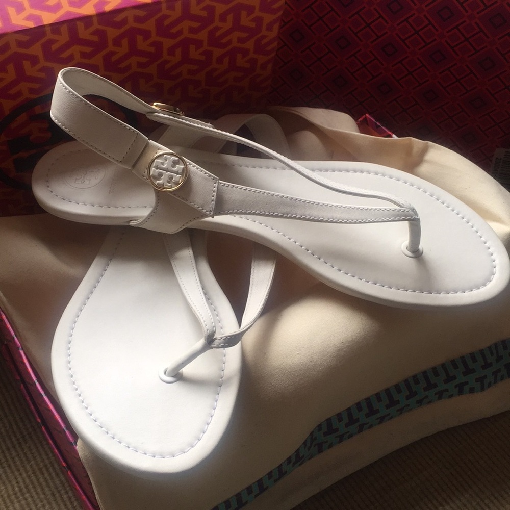 Tory Burch White Leather Sandals 10